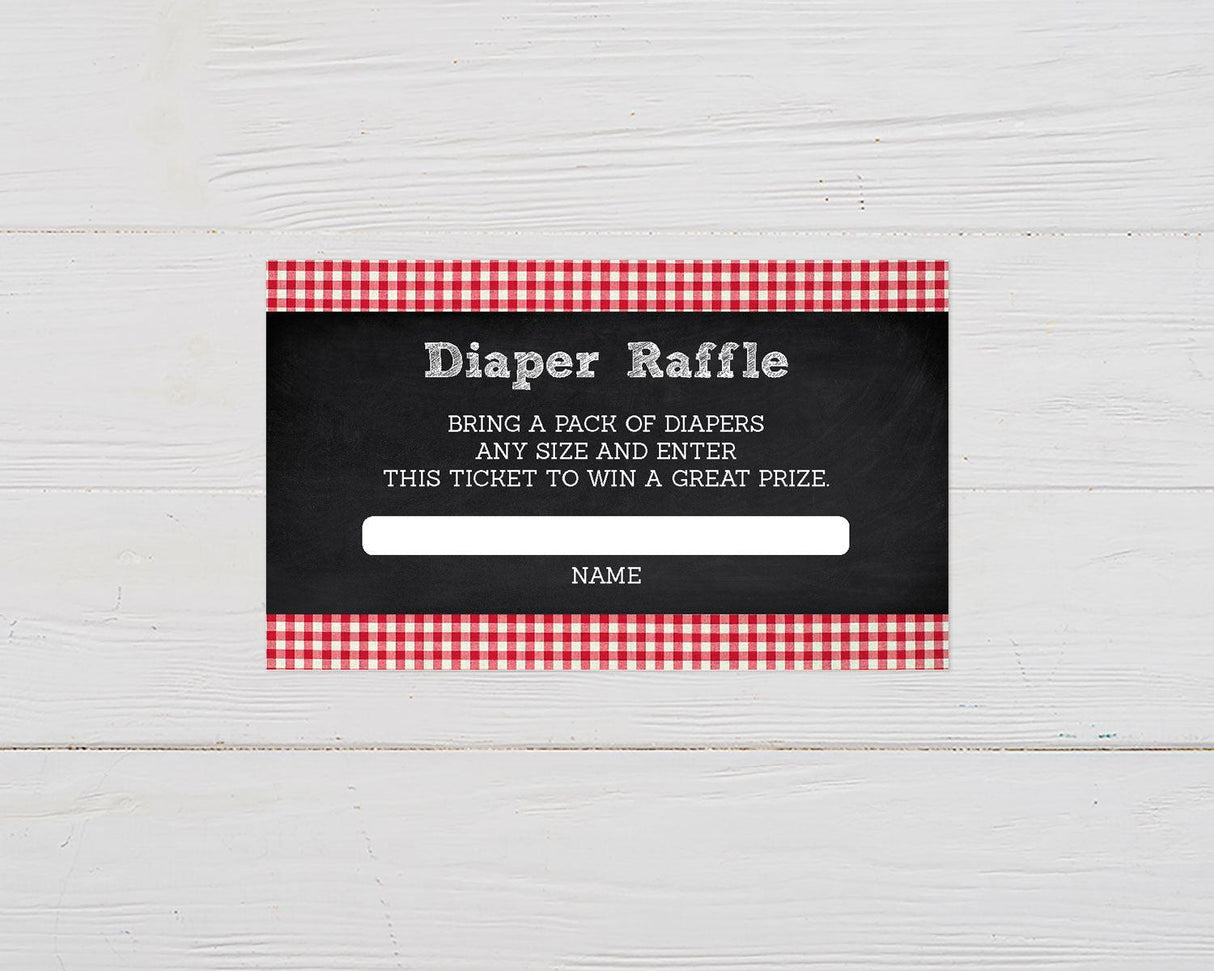 Gingham Diaper Raffle Ticket - goprintplus