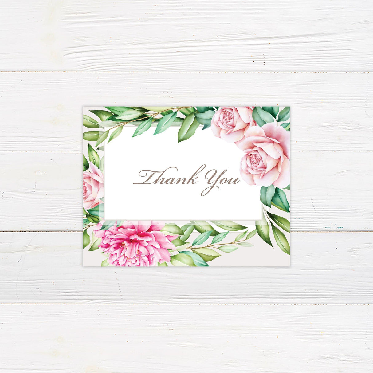 Pretty Peonies Thank You Card - goprintplus