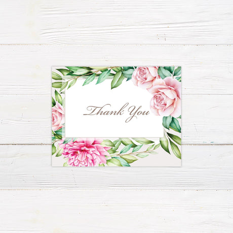 Pretty Peonies Thank You Card - goprintplus