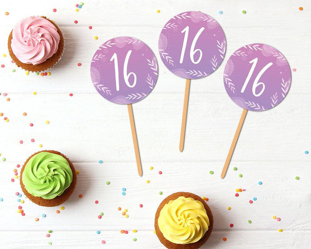 Purple Birthday Cupcake Topper - goprintplus