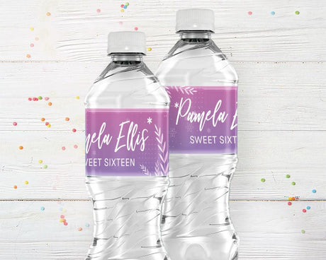 Purple Birthday Water Bottle Labels - goprintplus