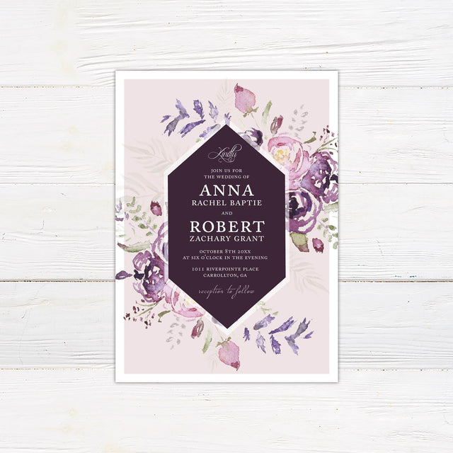 Purple Blooms Invitations - goprintplus