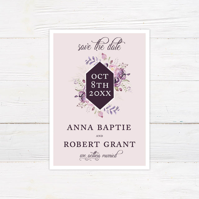 Purple Blooms Save The Date - goprintplus