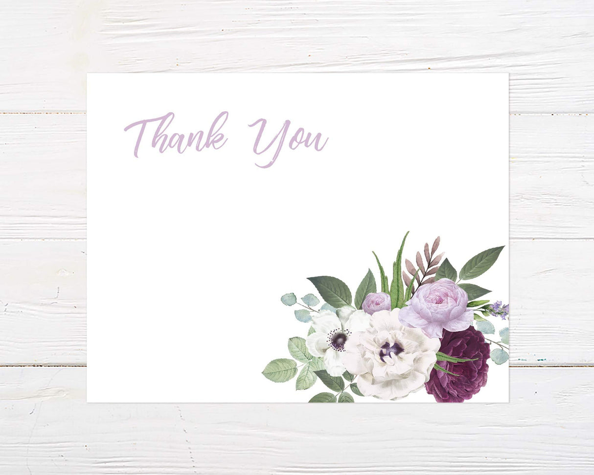 Purple Bouquet Thank You Card - goprintplus