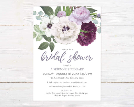 Purple Bouquet Invitation - goprintplus