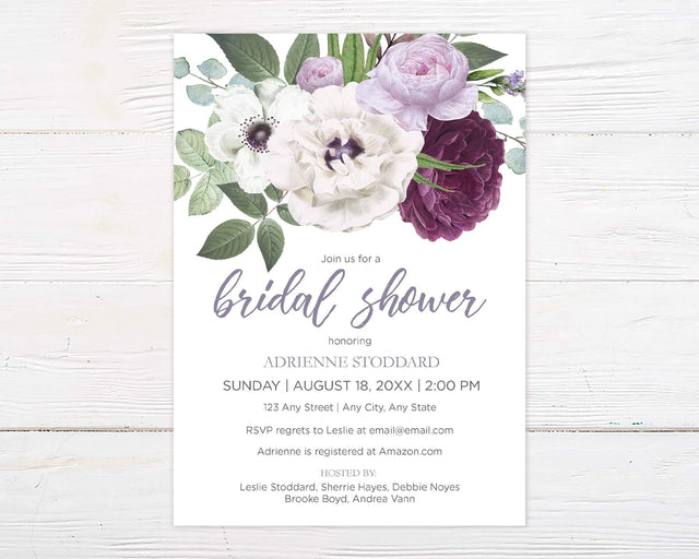 Purple Bouquet Invitation - goprintplus