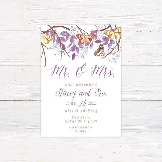 Purple Butterfly Invitations - goprintplus