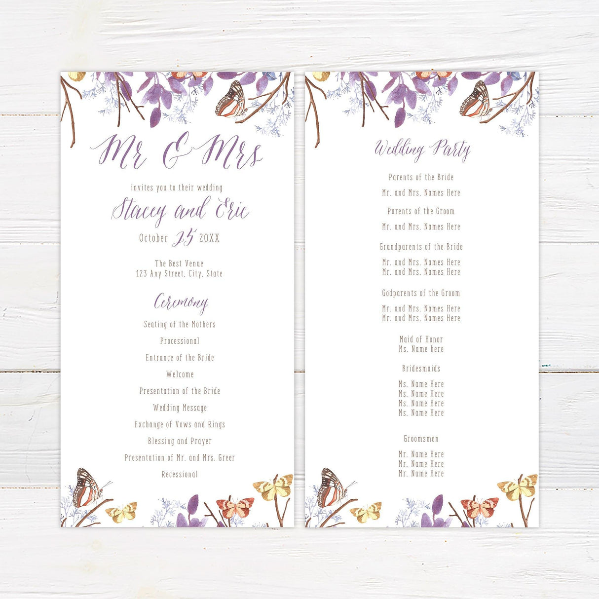 Purple Butterfly Invitations - goprintplus