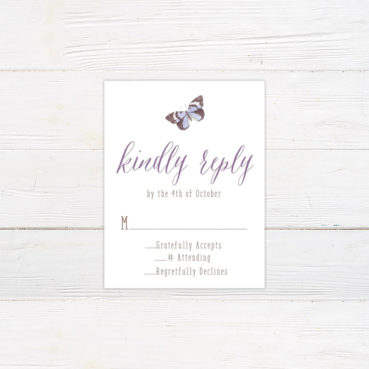 Purple Butterfly RSVP - goprintplus