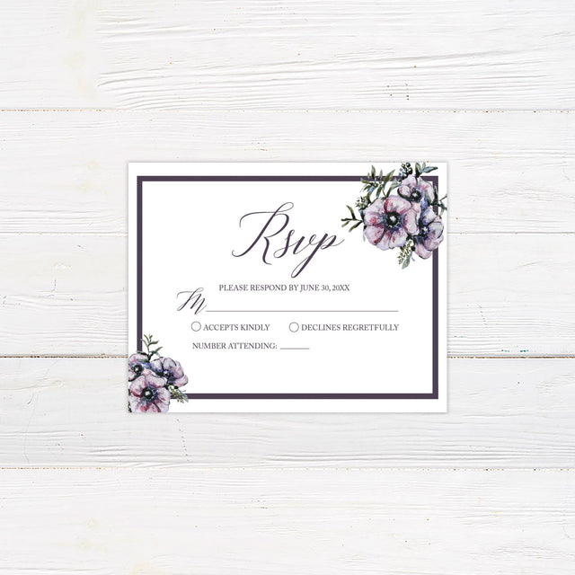 Purple Diamond Floral RSVP - goprintplus