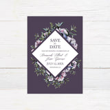 Purple Diamond Floral Invitations - goprintplus