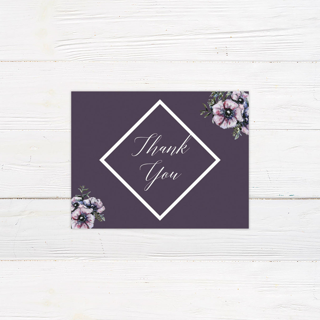 Purple Diamond Floral Thank You Card - goprintplus