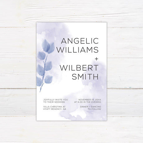 Purple Leaves Watercolor Invitations - goprintplus