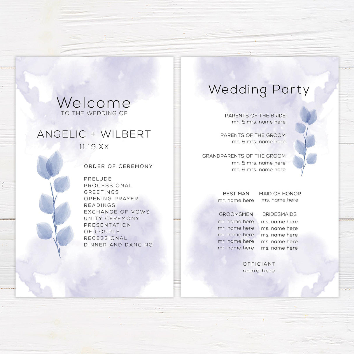 Purple Leaves Watercolor Invitations - goprintplus