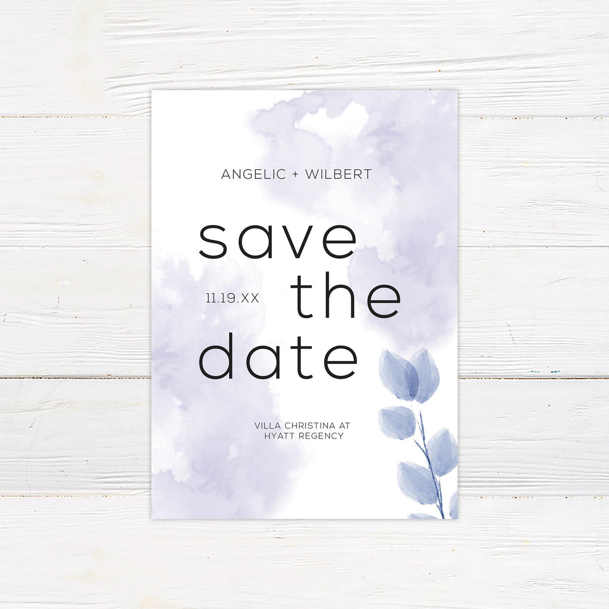 Purple Leaves Watercolor Save The Date - goprintplus