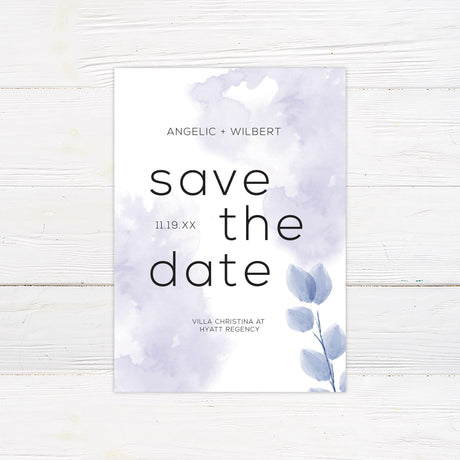 Purple Leaves Watercolor Save The Date - goprintplus