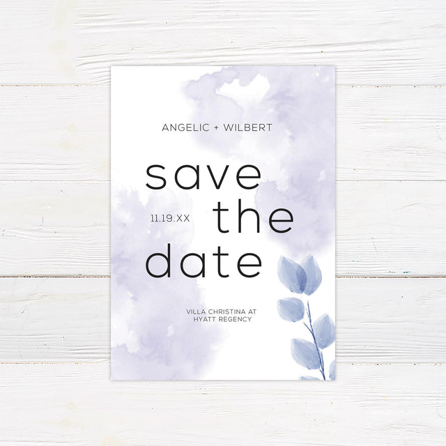 Purple Leaves Watercolor Save The Date - goprintplus