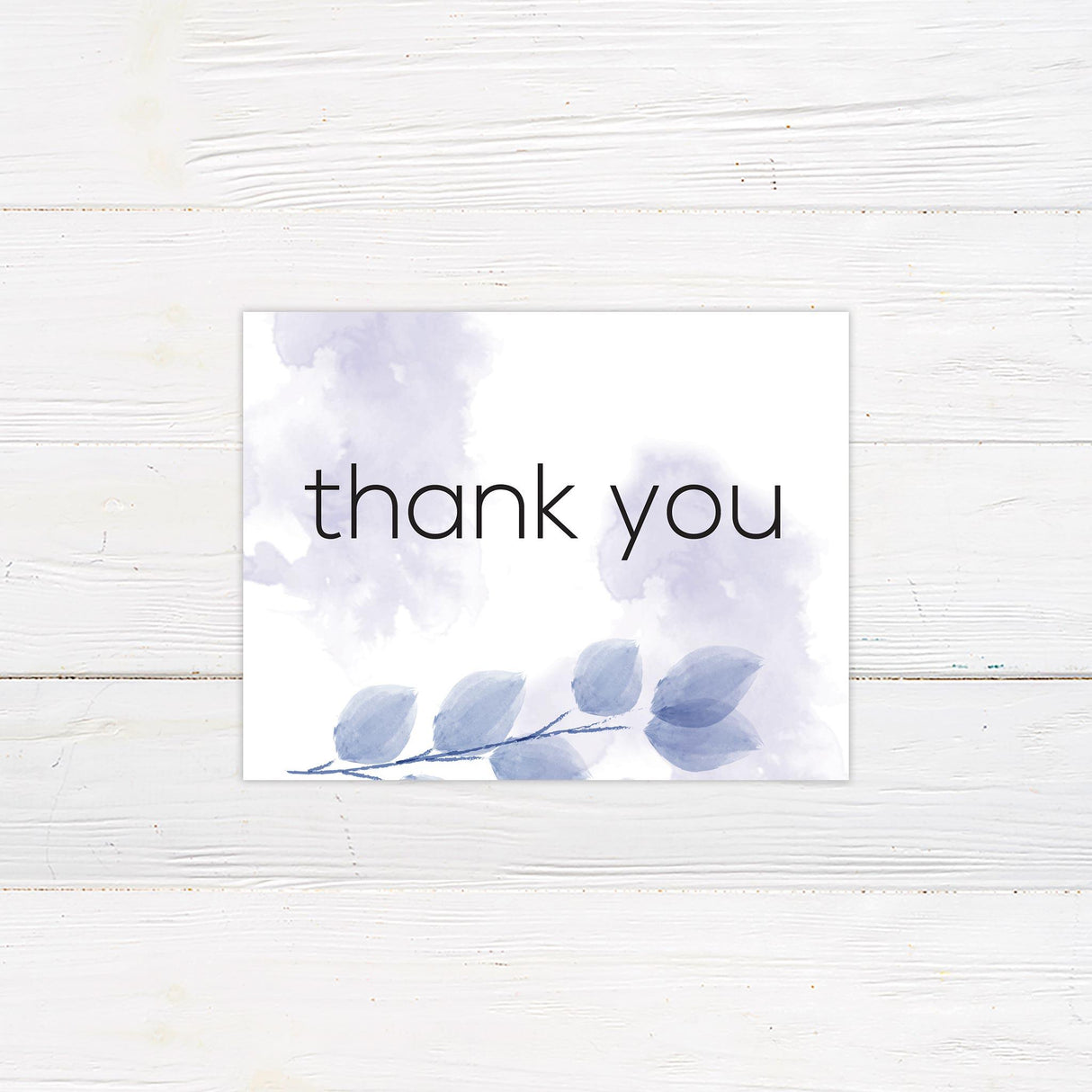 Purple Leaves Watercolor Thank You Card - goprintplus