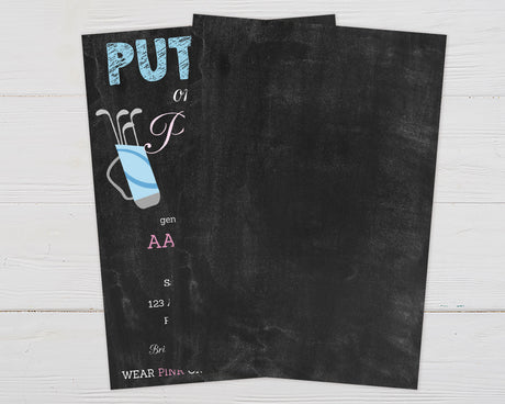 Putters or Pom Poms Gender Reveal - Fun Sport Themed