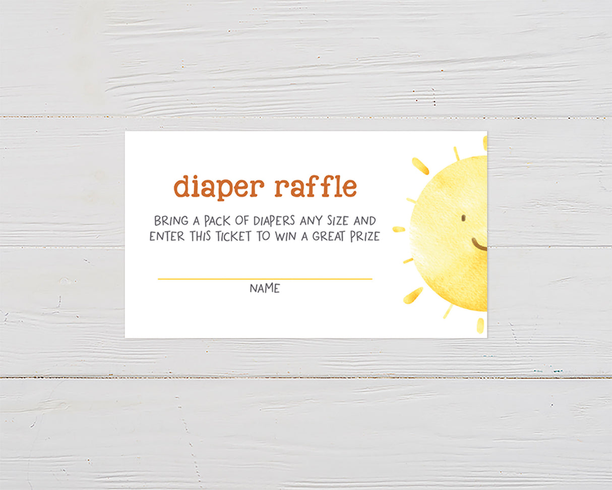 Ray of Sunshine Baby Shower Diaper Raffle Ticket