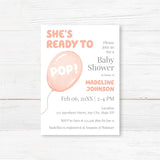 She's Ready to Pop Baby Shower Invitation – Playful Balloon Baby Shower Invite