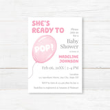She's Ready to Pop Baby Shower Invitation – Playful Balloon Baby Shower Invite