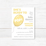 She's Ready to Pop Baby Shower Invitation – Playful Balloon Baby Shower Invite