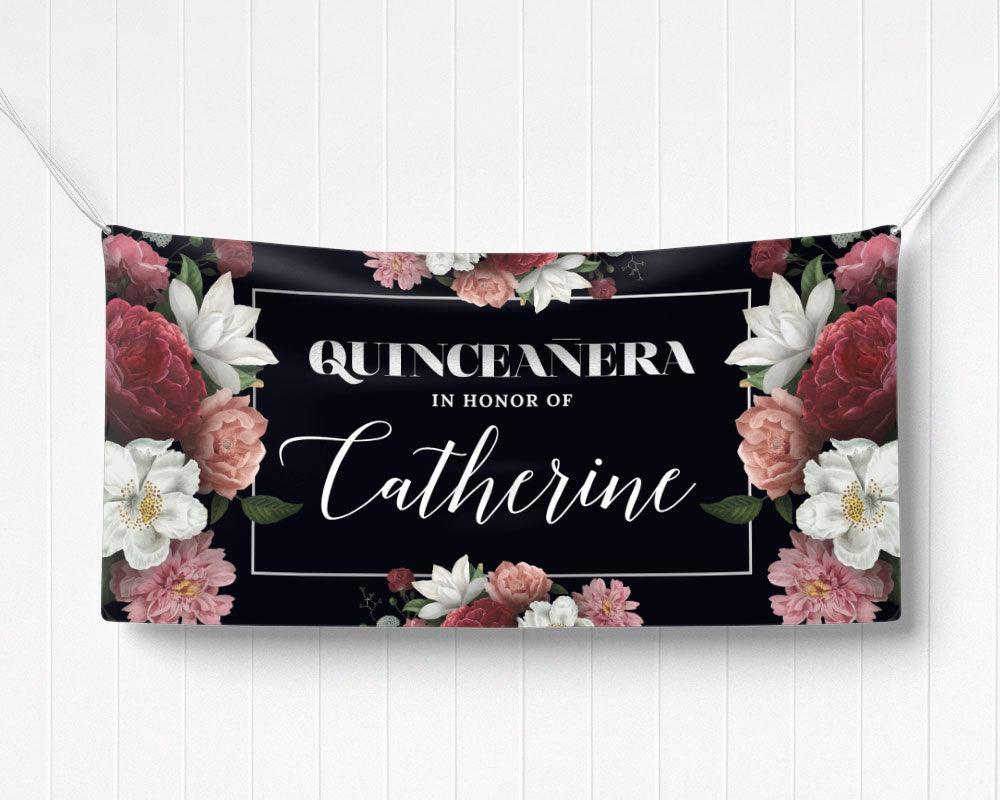 Realistic Floral Quinceañera Banner - goprintplus