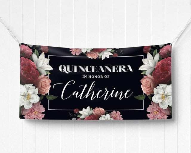 Realistic Floral Quinceañera Banner - goprintplus