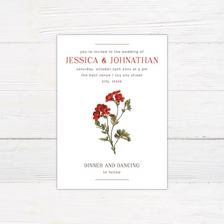 Red Blooms Invitations - goprintplus