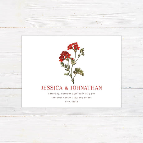 Red Blooms Invitations - goprintplus