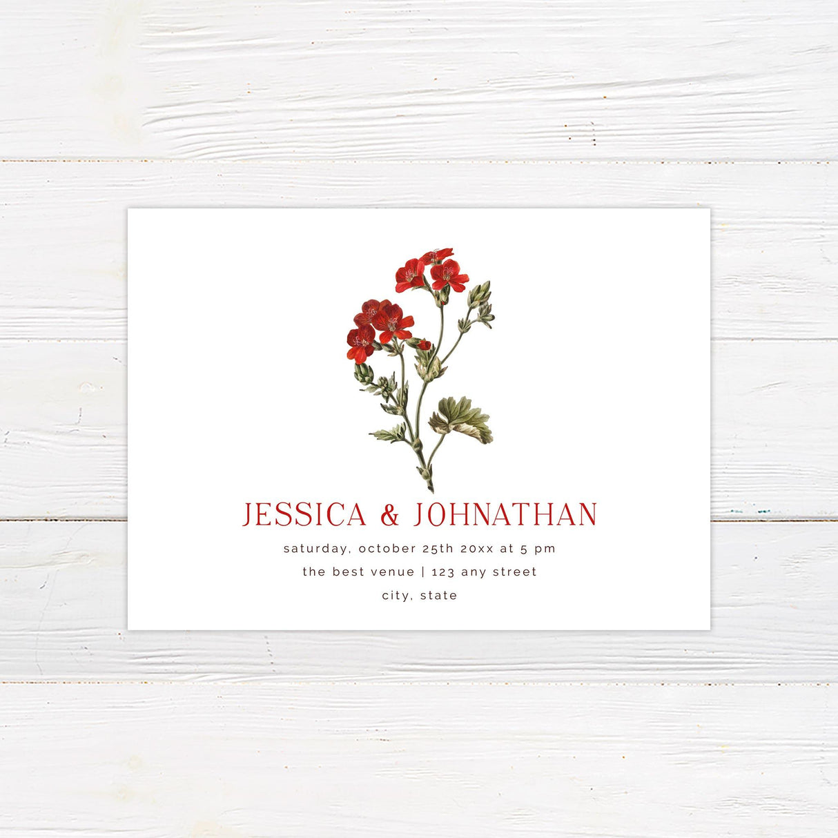 Red Blooms Save The Date - goprintplus