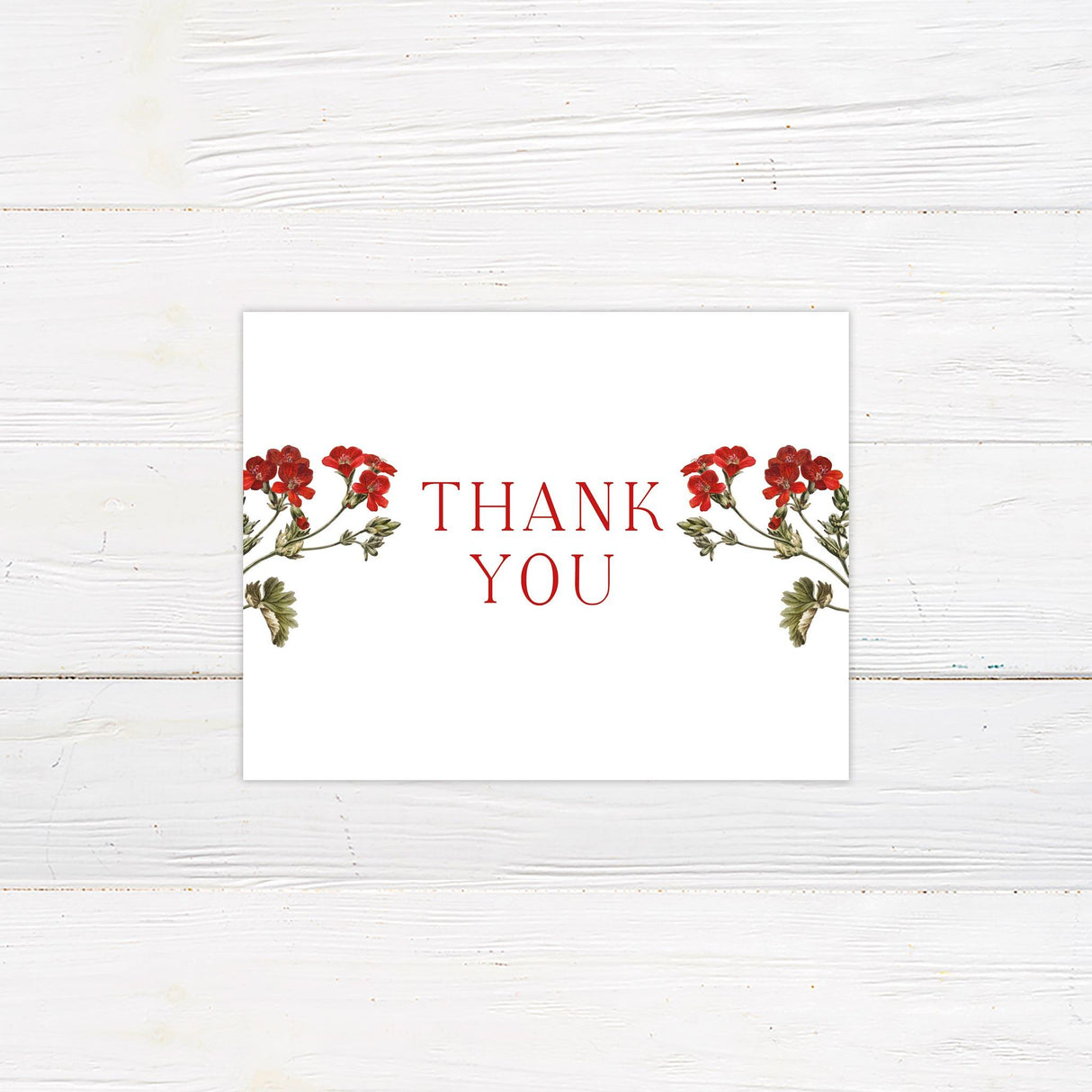 Red Blooms Thank You Card - goprintplus