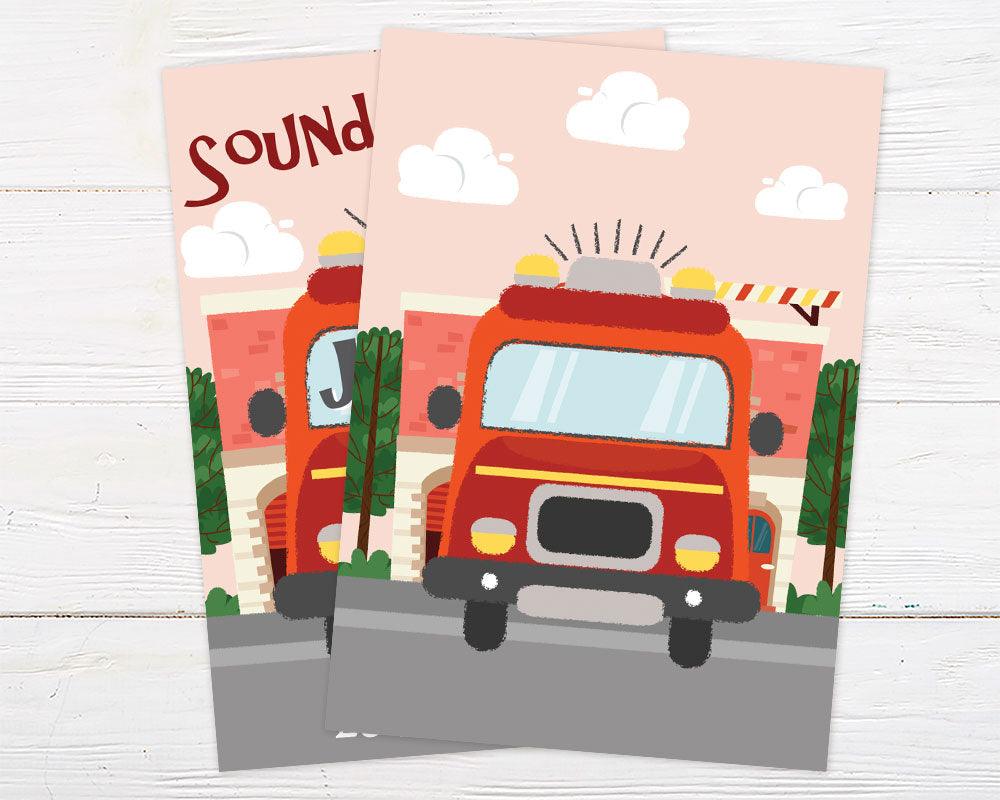 Red Fire Truck Invitation - goprintplus