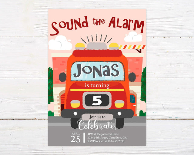 Red Fire Truck Invitation - goprintplus