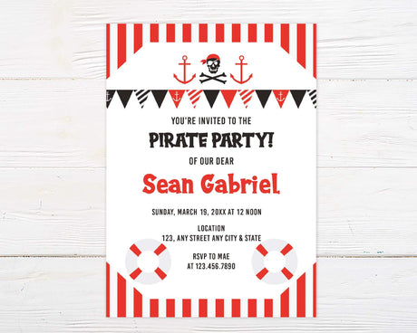 Red Pirate Invitation - goprintplus