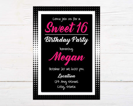 Retro Sweet 16 Invitation - goprintplus