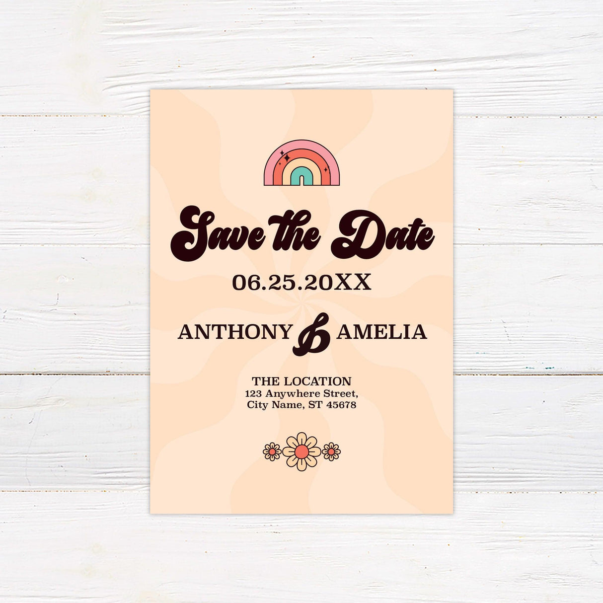 Retro Rainbow Invitations - goprintplus