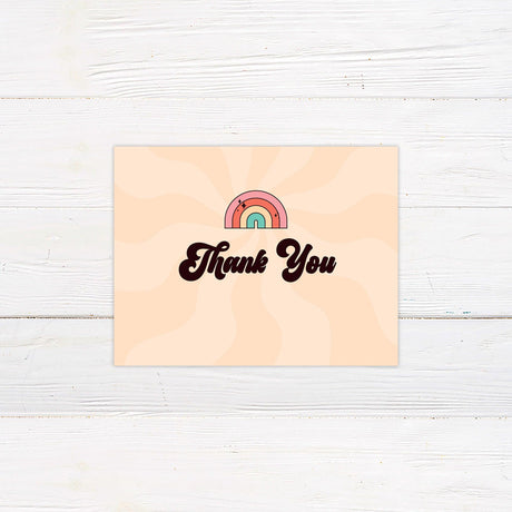 Retro Rainbow Thank You Card - goprintplus