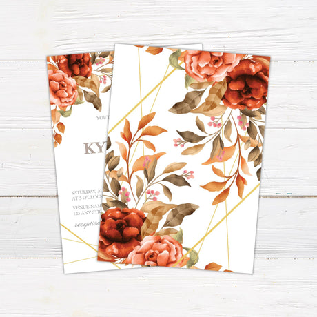 Rich Autumn Floral Invitations - goprintplus