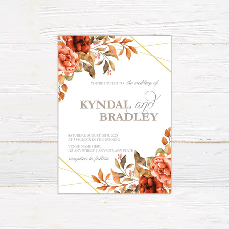 Rich Autumn Floral Invitations - goprintplus