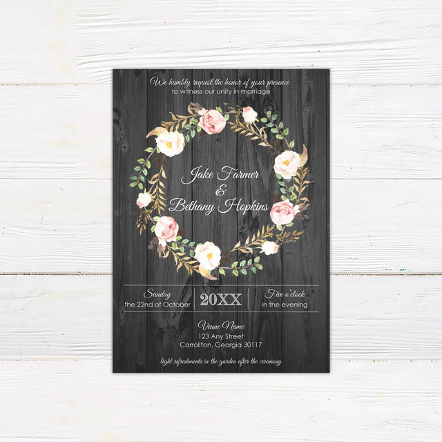 Rose Wreath Invitations - goprintplus