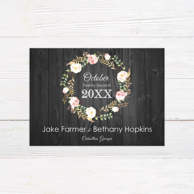 Rose Wreath Save The Date - goprintplus