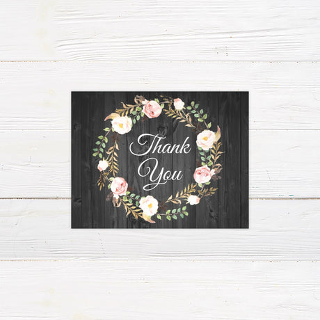 Rose Wreath Thank You Card - goprintplus