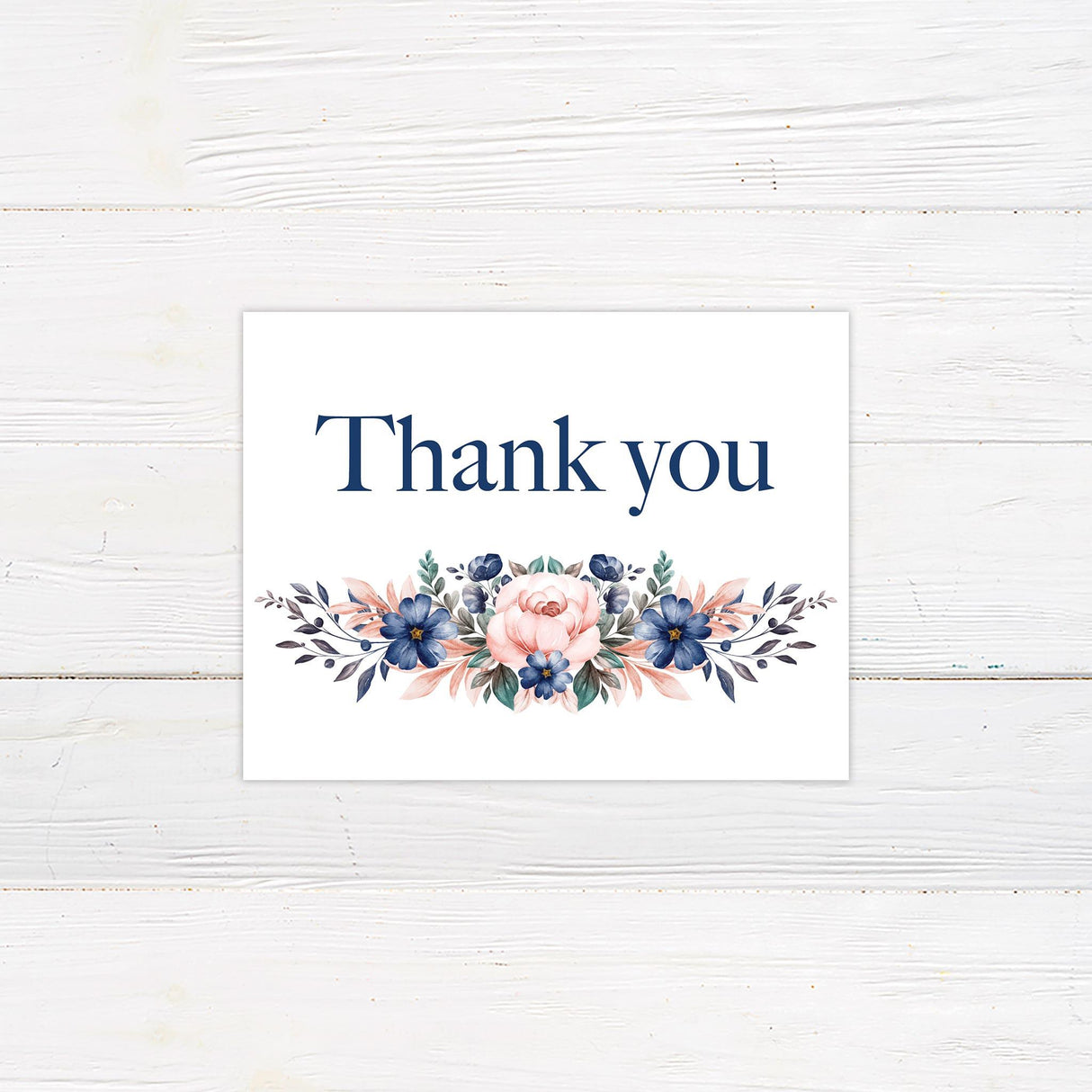 Roses and Leaves Thank You Card - goprintplus