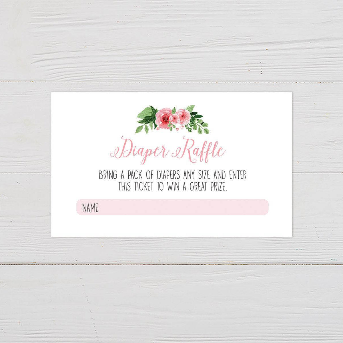 Pink Roses Diaper Raffle Ticket – Go Print Plus