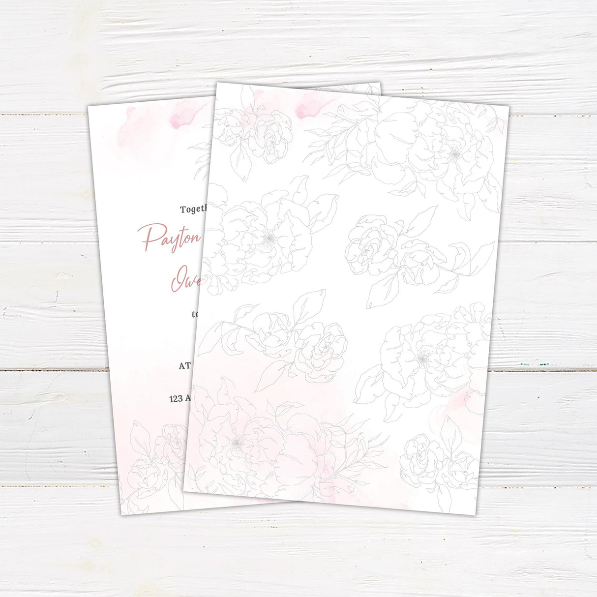 Rosy Watercolor Invitations - goprintplus