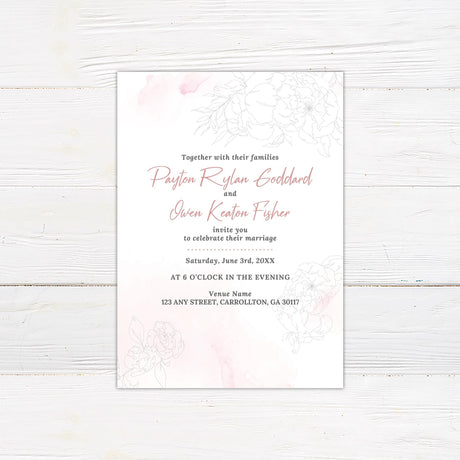 Rosy Watercolor Invitations - goprintplus