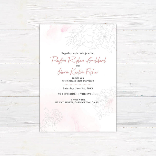 Rosy Watercolor Invitations - goprintplus