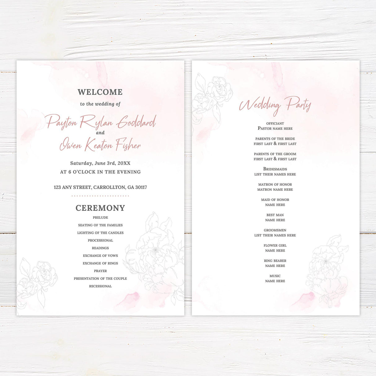 Rosy Watercolor Invitations - goprintplus